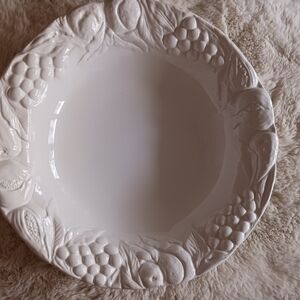 Pottery Barn White Embossed Large Bowl